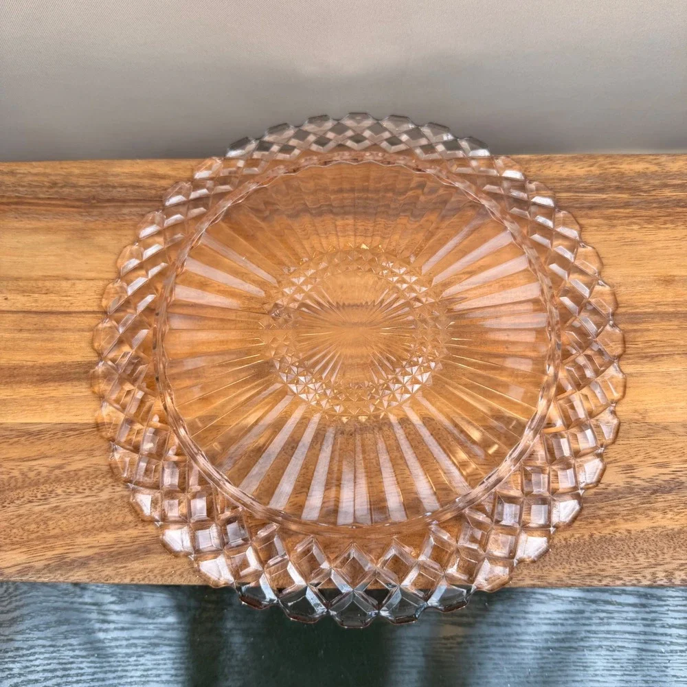 Anchor Hocking Waterford Pink Depression Glass Dinner Plate Waffle 9.25in